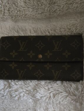 Louis Vuitton Monogram Flap Continental Sarah Wallet - Dark Brown VINTAGE